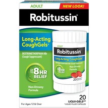 Robitussin Adult Long-Acting Cough Gels 8-Hour Non-Drowsy Cough 20 Ct Li... - £20.56 GBP