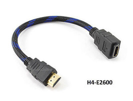 10In. Hdmi V1.4 M/F Braided Net Jacket Video/Audio Extension Cable W/ Ethernet - £15.04 GBP