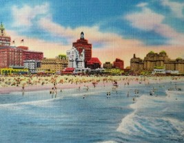 Atlantic City Postcard Hotel Landscape Boardwalk Ocean New Jersey NJ Linen 1959 - £9.33 GBP