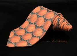 Ralph Marlin Men&#39;s  Necktie &quot;Son of Just Balls-Basketball&quot; 1996 Orange Black - £8.65 GBP