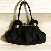 G “Guessing Guess” Black Linen Shoulder Bag With Silver Hardware Medium ... - £15.08 GBP