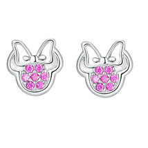 Mouse Zircone Cubico Rosa Orecchini a Lobo 14k Placcato Oro Bianco 925 Argento - $68.66