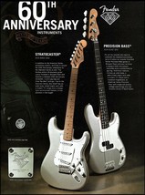 Fender 60th Anniversary Stratocaster Guitar &amp; Precision Bass advertisement print - $4.01