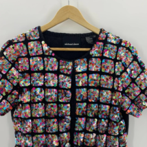 Vintage Michael Simon Multicolor Sequin Short Sleeve Cardigan Sweater Si... - £67.95 GBP