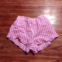 BP Shorts Pink Ibis Gingham Women Size Small Ruffle Trim Cotton Pocket - $27.13