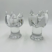 2 Kosta Boda Goran Warff Clear Glass Candlestick Holders 5.25in Signed V... - $126.00