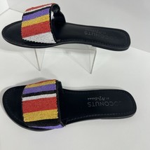 Coconuts Sandals Slides Black Size 8 Beaded Lavender Orange Yellow Open Toe - $14.47