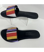 Coconuts Sandals Slides Black Size 8 Beaded Lavender Orange Yellow Open Toe - $14.47