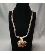 Boho Beach Shells Mother of Pearl Beaded Flower Multi-strand Corded Neck... - £19.55 GBP