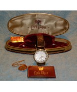 GIFT LORD ELGIN GOLD Mens Wrist Watch WORKING Original Case Original Book & Tags - £631.18 GBP