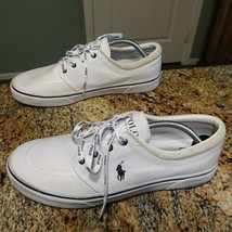 Polo Ralph Lauren Faxon X Mens Canvas Sneakers White Navy Lace Up Boat 1... - £35.09 GBP