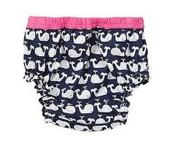 Pottery Barn Kids Baby Whale Pink Navy Blue Diaper Cover Nantucket 3-6 Nautical - £4.75 GBP