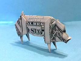 PIG Money Origami Art Dollar Bill Cash Animal Sculptor Bank Note Handmad... - £23.47 GBP