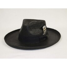 Men's Bruno Capelo Genuine Straw Hat Wide Brim Pencil Curl COLONIAL CO-Black image 3