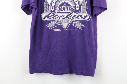 Vtg 90s Mens Large Distressed Spell Out Colorado Rockies Baseball T-Shirt USA Item image 3