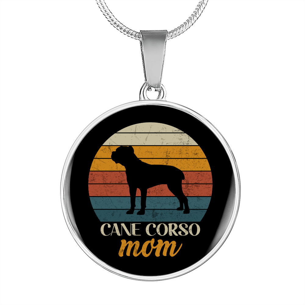 Cane Corso Mom Circle Necklace Stainless Steel or 18k Gold 18-22