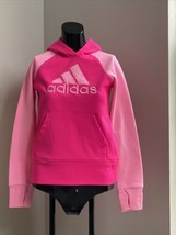 Adidas Girls Hot Pink 2 Tone Magenta Shimmer Hoodie Sweatshirt Medium 10/12 - £9.34 GBP