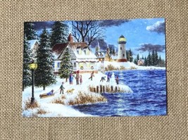 Dennis Lewan A Time To Celebrate Holiday Greeting Card Christmas Cottage Lake - £6.23 GBP