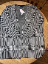 1X Joan Vass black /white 3/4 sleeve cardigan $78.00 BNWTS - £7.87 GBP