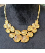 Women Gold Foil Cabochon Boho Bohemian Bib Statement Necklace with Lobst... - $36.55 CAD