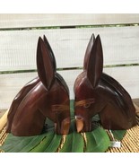 Pair of Horse Head Equestrian Carved Solid Wood Bookends 10&quot; Tall Made i... - $932.55 MXN
