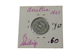 Austria 1925 Austrian Shield 1/2 Schilling Silver Coin - $9.99
