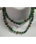Vintage Long Malachite Nugget Necklace W/gold-tone Filigree Spacer Beads... - £35.04 GBP