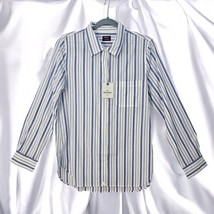 Untuckit Women’s Pinot Perse Shirt Woman 12 Blue White Striped Long Sleeve NWT - £16.86 GBP