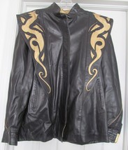 Compagnie Francaise Des Cuirs Paris Leather Jacket Coat Black Gold Eur 40-US 9 - £158.45 GBP