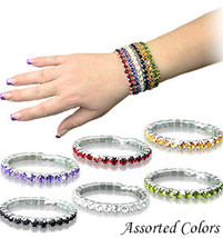 Fashion Bracelet with Rhinestones, Set of   6,)Black,Yellow,Green,Purple... - $18.99