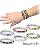 Fashion Bracelet with Rhinestones, Set of   6,)Black,Yellow,Green,Purple... - £15.21 GBP