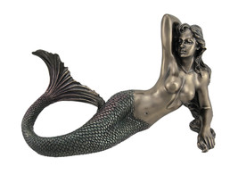 Bare Mermaid Sea Goddess with Iridescent Tail Statue 11 inch - $75.18