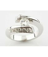 18k White Gold Round Diamond Solitaire Engagement Bypass Ring w/ Unique Accents - $9,654.37