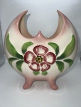 Unique Vintage Vase Pink White Dogwood Flower Double Sided Footed Vase Planter - £27.51 GBP