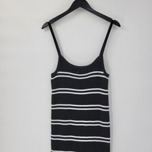 C+D+M Womens Tank Dress XL Black White Ribbed Knit Pullover Spaghetti Straps - $27.81