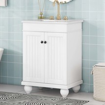 Modern White Bathroom Vanity with Ceramic Sink - $314.99