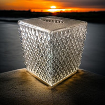 Vintage Lucite Tissue Box Cover Holder Clear With Gold Flecks Diamond Pattern  - $39.59