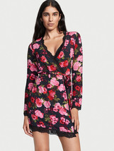 NWT Victoria&#39;s Secret XS/S,M/L ROBE BLACK RED ROSE floral MODAL lace trim - £69.85 GBP