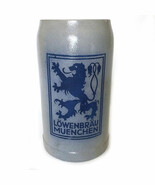 Vintage Lowenbrau Munchen German Large Beer Mug Stein Stoneware 1 Liter - $47.93 CAD