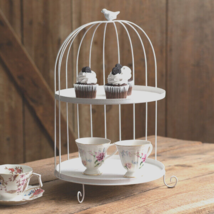 Birdcage Two Tier new Diaplay Tray in white metal - SALE image 2