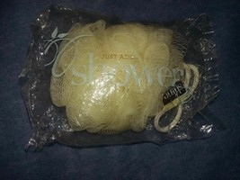 NEW/SEALED Shower Bath Puff Sponge Pouf Scrub Shower Natural BEIGE- Shine - £7.90 GBP