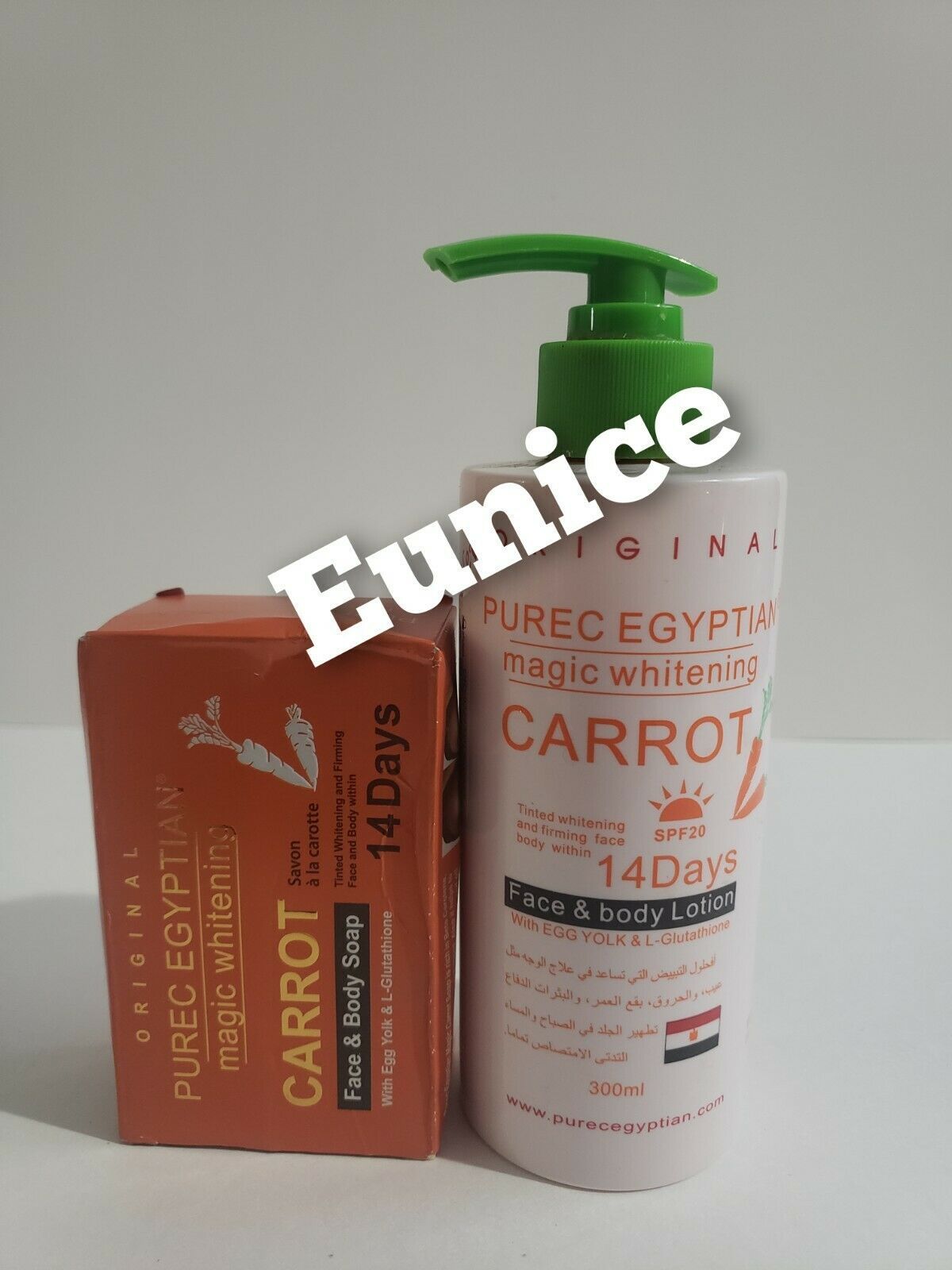 purec egyptian magic whitening Carrot lotion and soap. 14 days action.spf 20 - $55.99