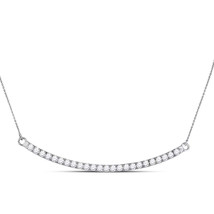 14kt White Gold Womens Round Diamond Curved Single Row Bar Necklace 1 Cttw - £1,185.44 GBP