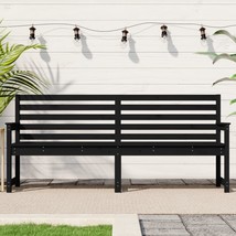 Garden Bench Black 203.5x48x91.5 cm Solid Wood Pine - £93.43 GBP
