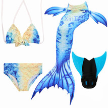 HOT!Kids Mermaid Tail With Monofin Fancy Girl Swimsuit Bikini Costume Beach Wear - £15.94 GBP