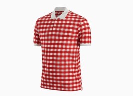 Nike DH0651-657 Knit Lapel Check Polo Shirt Red / White - $128.67