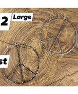 Sterling Silver Large Circle Hammered Hoop Peace Sign Earrings - €46,10 EUR