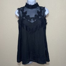 ANGEL BASIC ITALY Blouse Top Lace BLACK SZ M NEW - £62.14 GBP