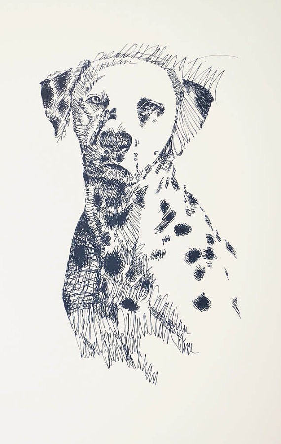 Primary image for Dalmatian Dog Art Portrait Print #57 Kline adds dog name free. Drawn from words