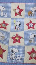 Snoopy Peanuts sports baby crib blanket quilt Lambs &amp; Ivy Woodstock Litt... - $24.74